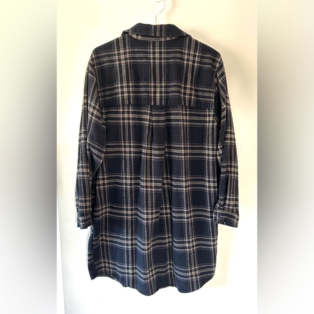 OAK + FORT Black and White Checkered Flannel Shirt Dress - Picture 4 of 6